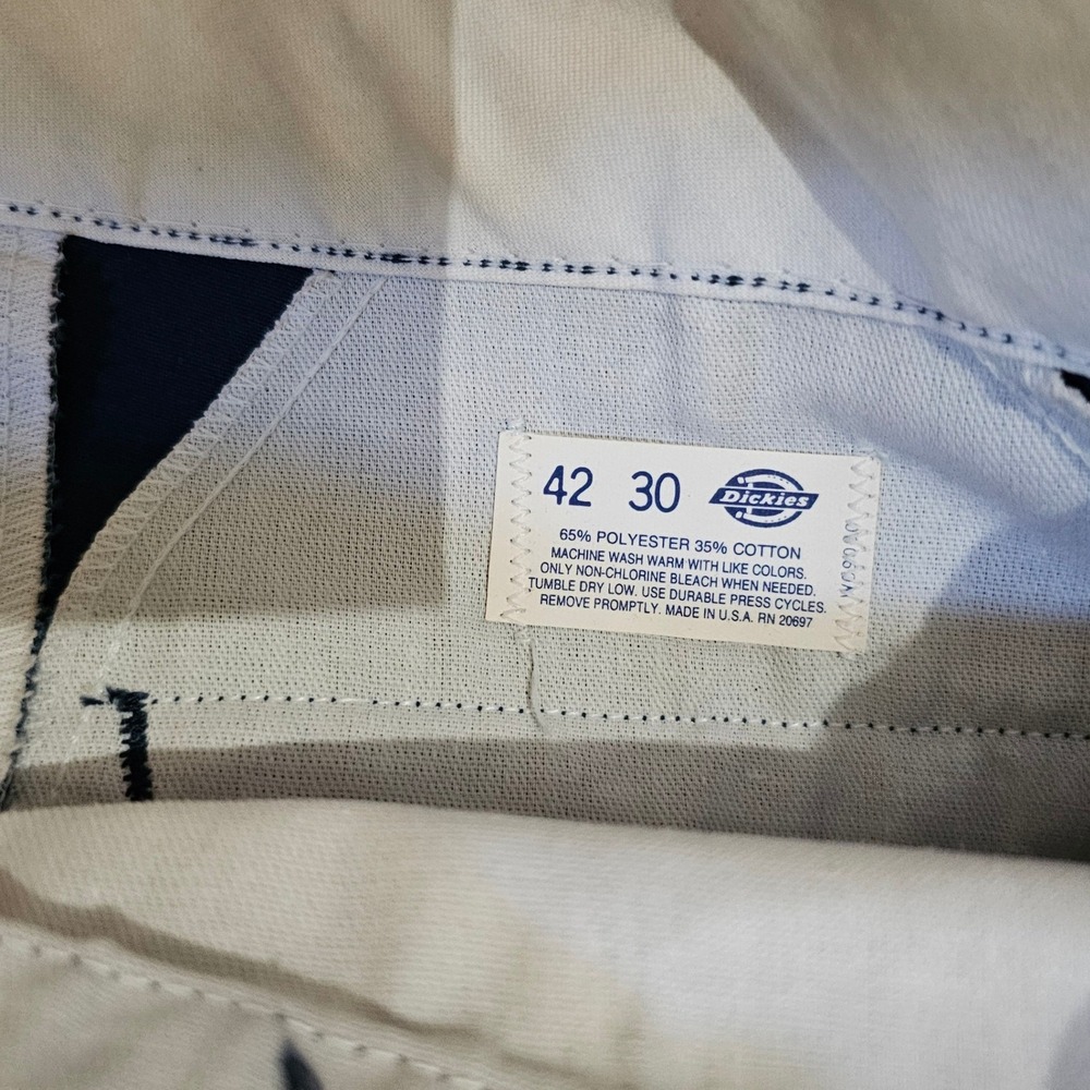 Vintage Dickies 874 Work Pants Navy Blue Straight Leg Made in USA 42x30 Mens - Picture 3 of 5